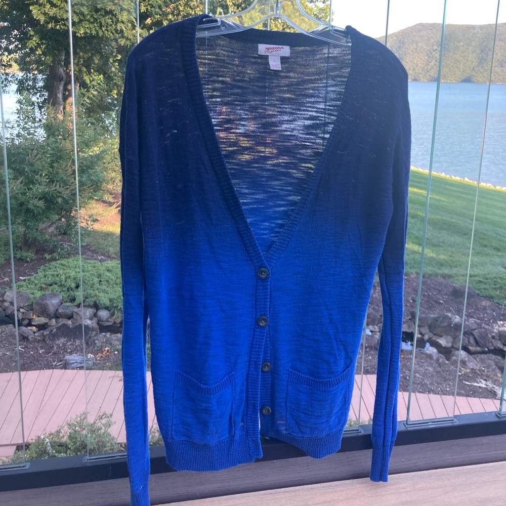 Blue Ombré Cardigan sweater | Large (Juniors/Girls) 100% cotton - Picture 5 of 6